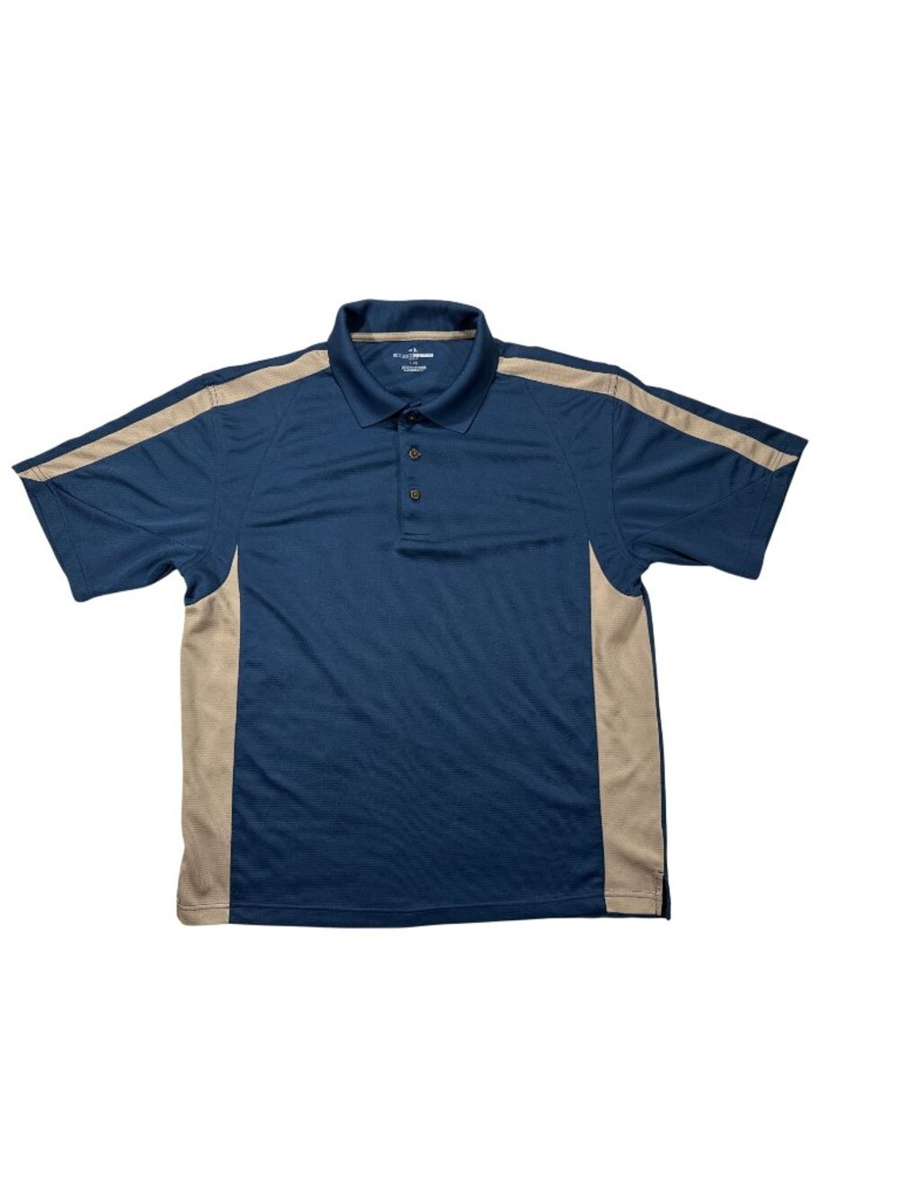 Grand Slam Golf Mens Polo Shirt Size L Navy & Tan Short Sleeve Performance